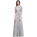 Vestido longo Elegant Half Sleeves Burgundy A Line Lace Bridesmaid Dresses Long Chiffon Prom Dresses Formal Party Gowns