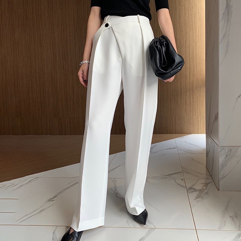 TWOTWINSTYLE Casual Solid High Waist Women Pants Button Big Size Long Trousers Female Korean Spring 2020 Fashion Clothes New