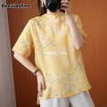 2021 traditional chinese clothing tops tang suit for women flower print hanfu blouse shirt chinese style shirt woman blouse