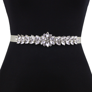 TRiXY S69 Rhinestone bridal sashes wedding belt Wedding dress accessories Rhinestone sash Silver diamond beads Bridesmaid belt