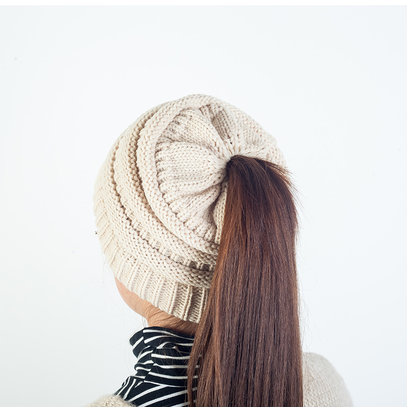 Brand Adult Knitted Horse Tail Caps Winter Wool Hat Cotton Fashion Knitted Hats Autumn for Women and Girls winter hats