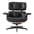 Furgle Black Leather Armchair Replica Lounge Chair with Ottoman Walnut wood Chaise Classic Lounge Chair Real Leather