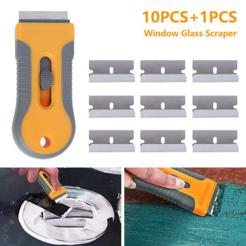 Ceramic Glass Oven Clean Razor Scraper+10pcs Razor Blade Window Tint Carbon Fiber Vinyl Car Wrap Squeegee Sticker Remover