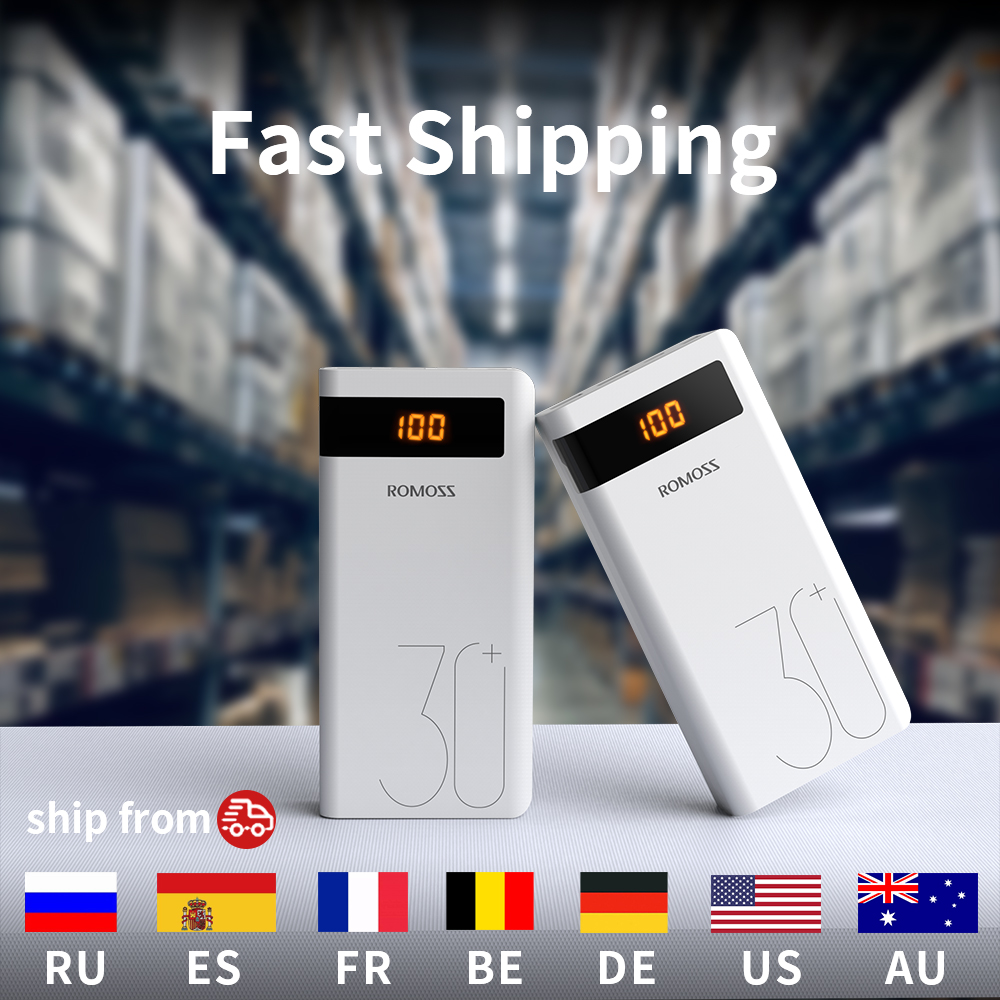 ROMOSS 30000mAh Power Bank PD Quick Charge Powerbank PD 3.0 Fast Charging Portable Exterbal Battery Chargerfor iPhone for Xiaomi