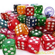 Wholesale D6 Board Game Playing Dice 16MM Pipped Dice Glitter Colors