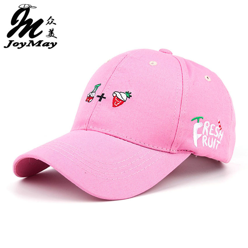 2016 New Arrival Spring Leisure Fresh Fruit Embroidery Hat Strawberry Banana Cherry Orange Peach Baseball Cap For Women B291