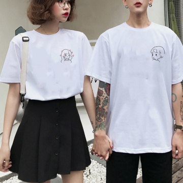 Couple T-shirt summer couple girl boy printed clothes couple T-shirt Casual Cotton Short Sleeve Tees Tops Brand Loose Couple Top