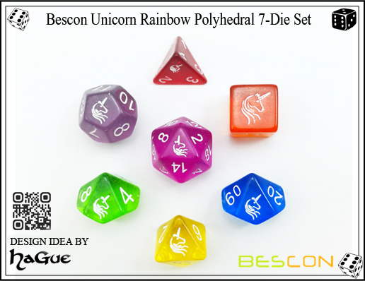 Bescon Unicorn Rainbow Polyhedral 7-Die Set-1