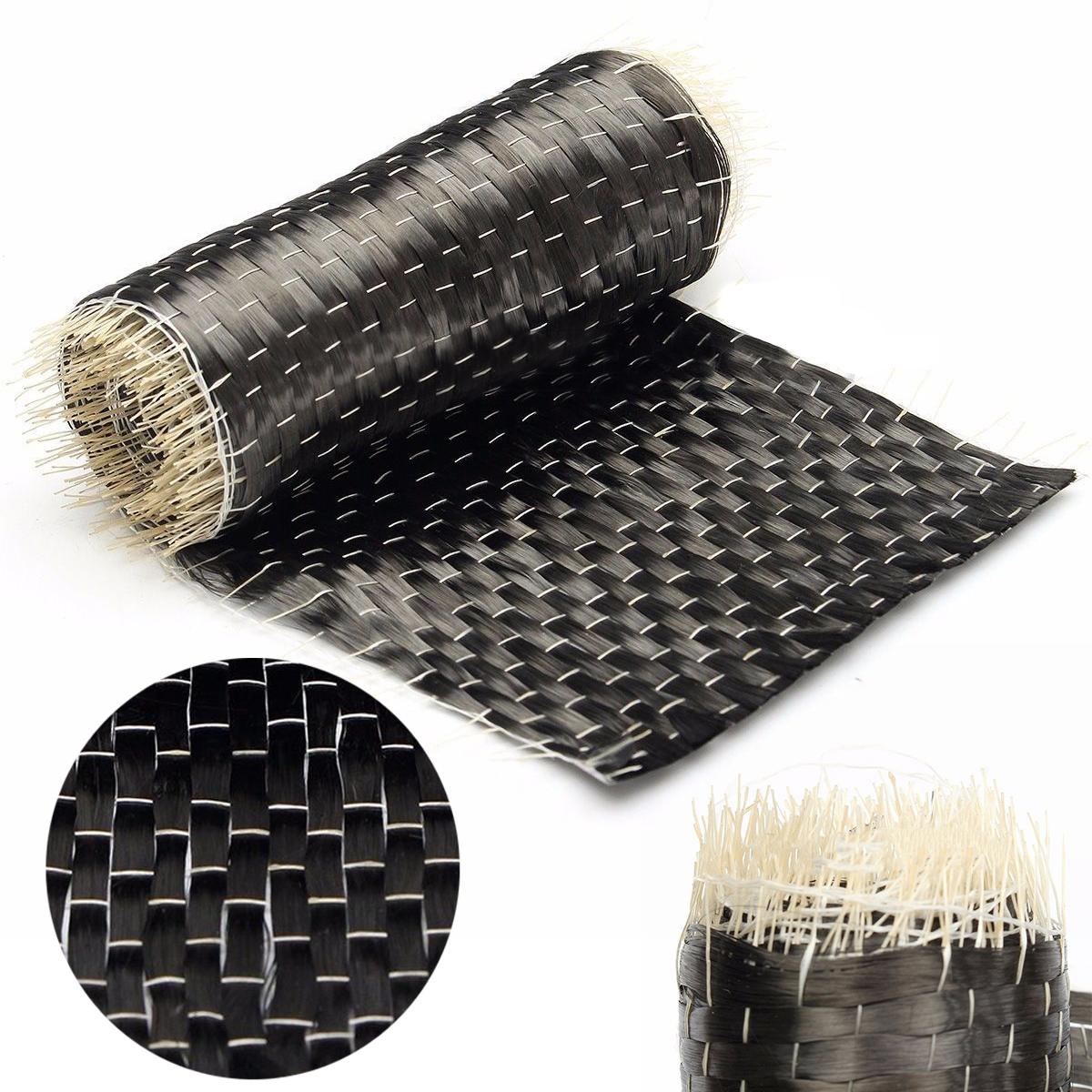 12K 200G 10*100cm Black Carbon Fiber Cloth Fabric Tape Uni-directional Weave For Bridge Construction and Repair