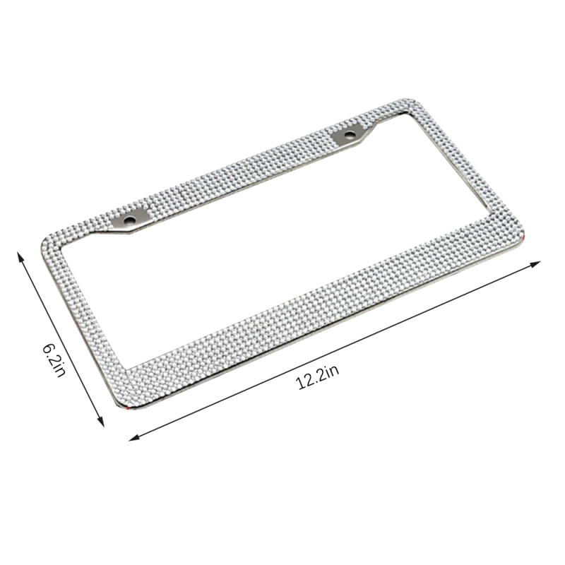 Bling Crystal License Plate Frame Luxury Handcrafted Rhinestone Car Frame Plate with 2 Matching Crystal Screw Cap Cover