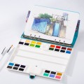 Superior Portable Professional Solid Watercolor Paint With 20Sheets Watercolor Paper Set Water Color For Painting Artist