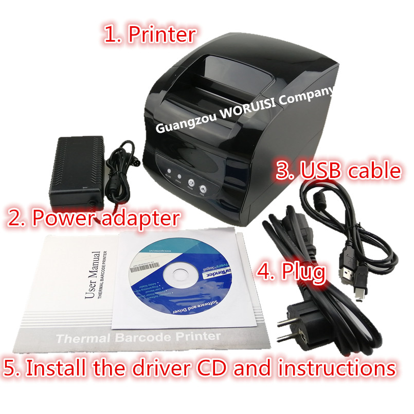 High Quality Label Barcode Printer 365B USB Bluetooth Connection 20mm To 80mm Thermal Receipt Bill Sticker Print