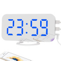 Alarm Clock Digital Electronic Smart Mechanical LED Display Time Table Desk 2 USB Charger Ports For Iphone Android Mirror Snooze