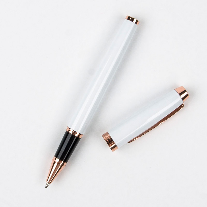 Rose Gold Clip Rollerball Pen Black White Grey 0.5mm Black Ink Business Office Metal Signature Pens for Gift with Pen Case