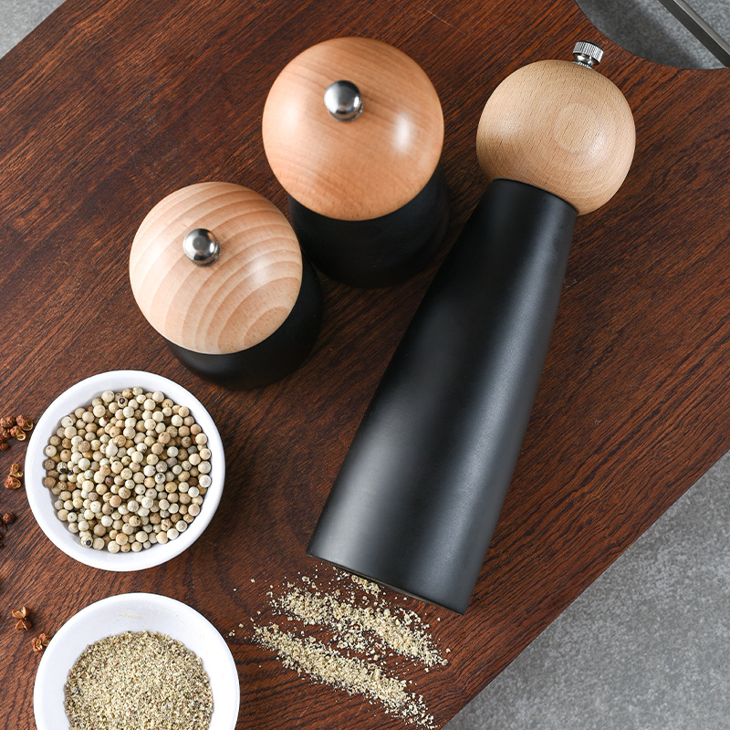 Wooden Pepper Mill Spice Nuts Mills Handheld Seasoning Salt Grinder Bottle Ceramic Core Home Decor Kitchen Cooking BBQ Tools