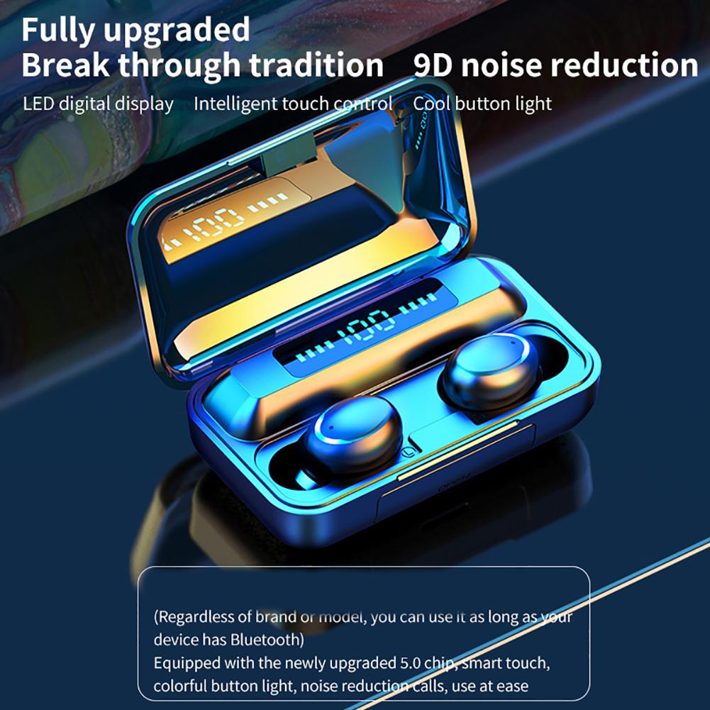 Dropshipping phone accessories Wireless Earphones F9-5C TWS Digital Bluetooth 5.0 Wireless 9D Stereo Sound Earphones for Phones