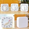 Kitchen Timer Portable 60 Minutes Count Down Alarm Reminder White Square Mechanical Timer Home Kitchen Reminder Tool Wholesale