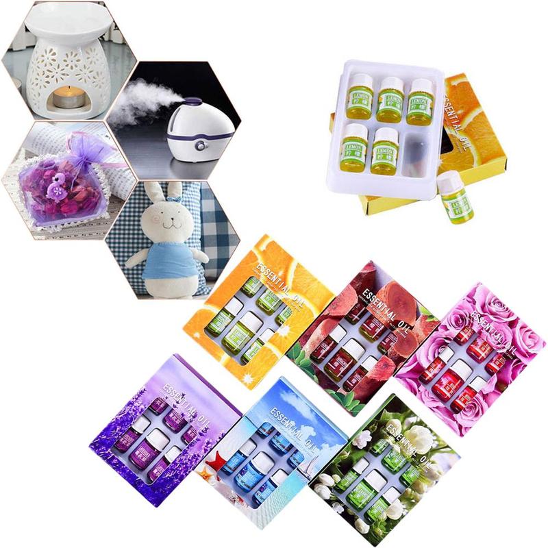 6Pcs/Box Essential Massage Aroma Oils Rose Lavender Essential Oils Aromatherapy Diffusers Massage Fragrances Lemon Ocean Oil