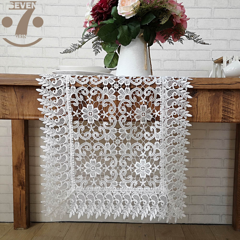 Home Decorative Dining Banquet Hollow Out Embroidered Table Runner Bedding Cabinet Furniture Cover