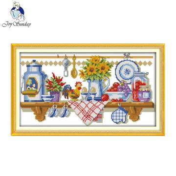Joy Sunday The Kitchen Corner Printed Counted Stitching 11CT 14CT DIY Cross Stitch Kit For Embroidery Home Wal Decor Needlework