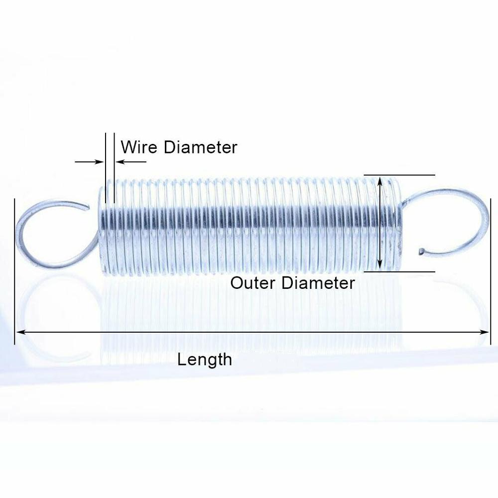 1Pcs Tension Spring With Hook Wire Diameter 1.8mm Outer Diameter 16mm White Zinc Plated Extension Spring Length 50-100mm