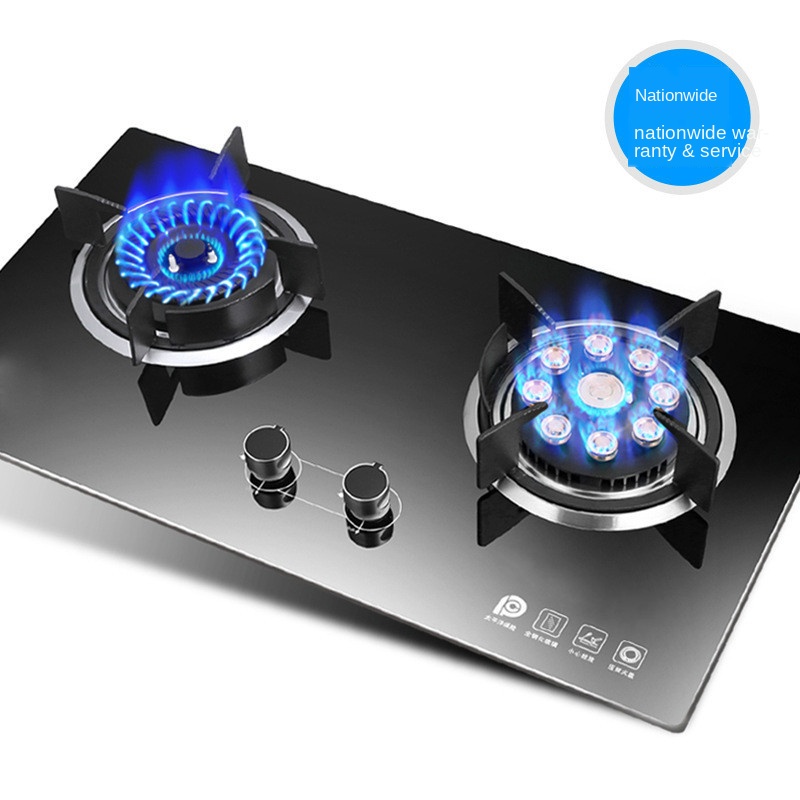 Natural gas cooktop Double Swing Fire Desktop & Embedded Type Dual-cooker Cooktop Down into the Wind Pulse Electronic Ignition