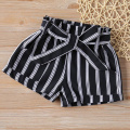 Girls Shorts Summer New Girls Short Pants Black And White Stripes + Belt Baby Girl Pants Short Cotton Girl Shorts For Kids