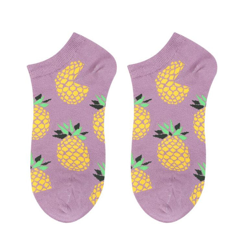 Korean Fresh Fruits Socks Lemon Avocado Pineapple Funny Socks Gardenias Banana Flamingos Plumerias Women Cute socks