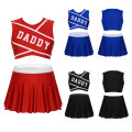 Womens Femme Schoolgirl Daddy Charming Cheerleader Uniform Halloween Cosplay Costume Crop Top with Mini Pleated Mini Sexy Skirt