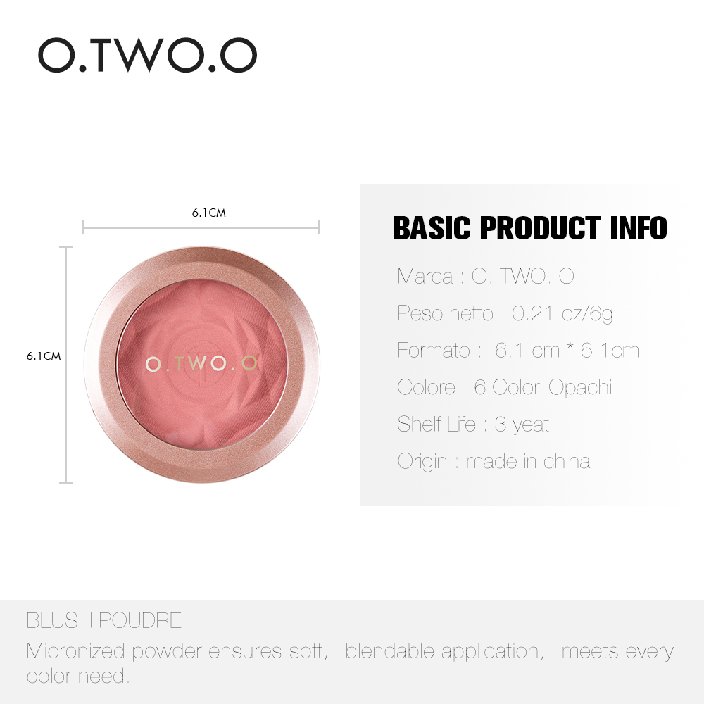 O.TWO.O Face Blusher Powder Rouge Makeup Cheek Blusher Powder Minerals Palettes Blusher Brush Palette Cream Natural Blush