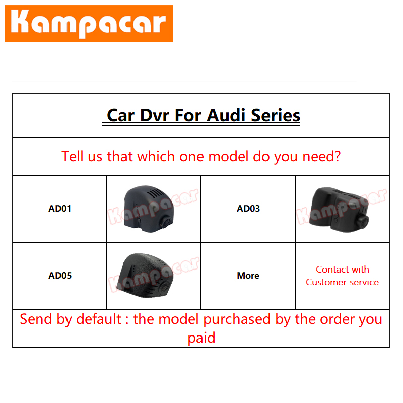 Kampacar AD09-D DashCam for Audi With Light Window TT A3 A4 A4L b8 b9 A5 f5 A6 c7 A7 A8 Q7 Q5 Q3 Sline 1080P Dual Wifi Car Dvr