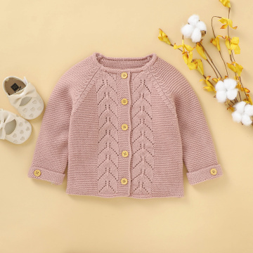 Newborn Baby Girl Clothes Sweater Long Sleeve Pink Cardigan Autumn Winter Fashion Knitted Outcoat