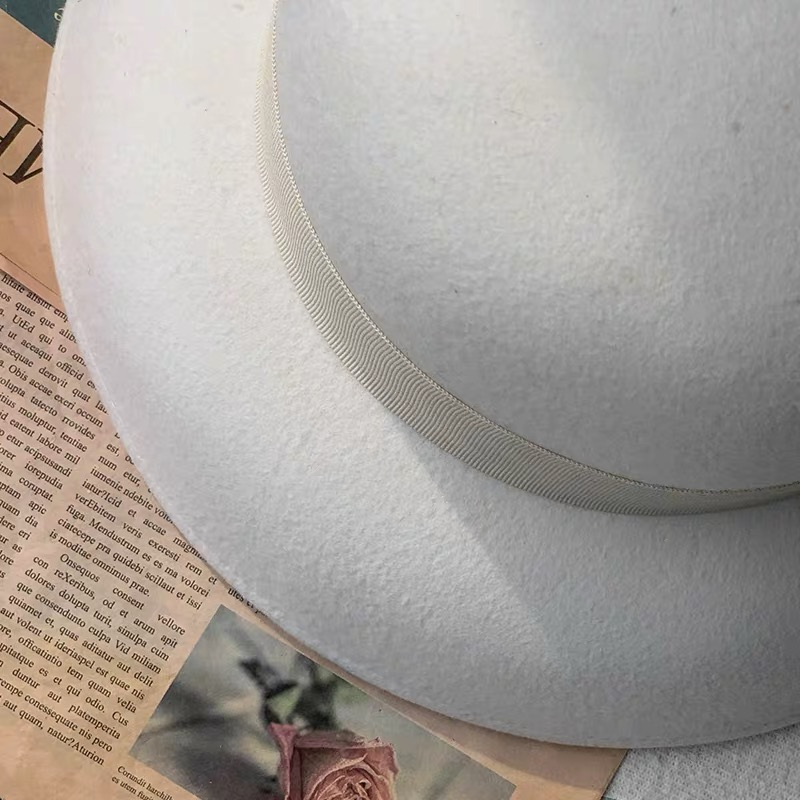 2020 New Formal Hats Winter Pure 100% Wool Felt Bowknow Fedora Hat White Cap Wool Mother Gift Lady Top Grade Wedding Banquet