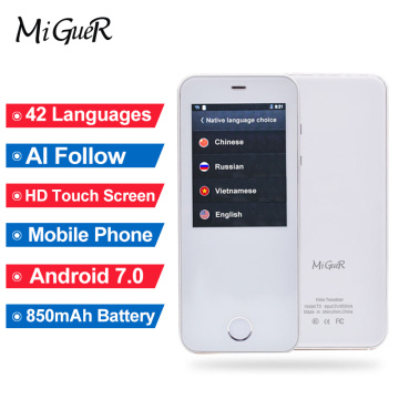 MiGueR AI Smart translator Mobile Phone Android 7.0 MTK6580 Quad Core 2.4''TP Support Multiple 42 Languages Voice Translation