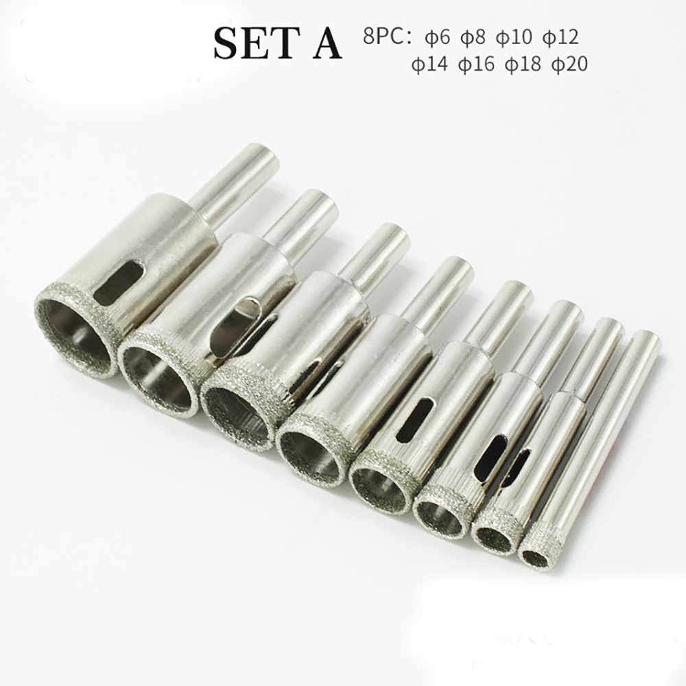 8 /10 /11 /14 /15 /16 pcs Diamond Coated Drill Bit Set Tile Marble Glass Ceramic Hole Saw Drilling Bits For Power Tools 3mm-70mm