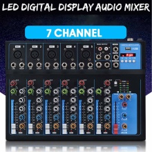 LEORY Professional 7 Channel Bluetooth Digital Microphone Sound Mixer Console Karaoke Players Audio Mixer Amplifier With USB