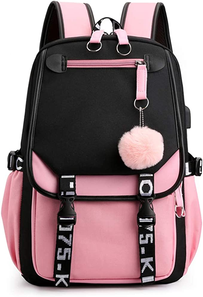 Girl Backpack Large Capacity USB Charging Headphone Port