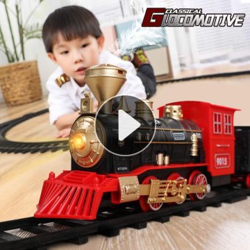 Electric Train Toy Car Railway and Tracks Steam Locomotive Engine Diecast Model Educational Game Boys Toys for Children Kid Gift