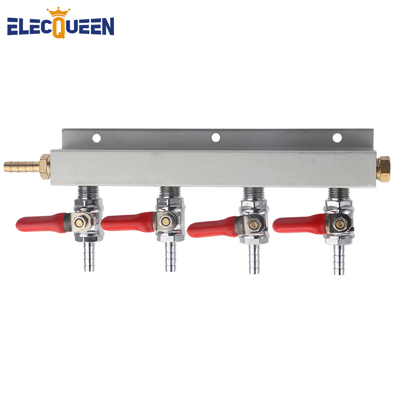 Multi-way CO2 Gas Distribution Manifold Splitter, 2/3/4 Way Home Brew Check Valves Draft Beer Kegerator 5/16 Barb,9mm fittings