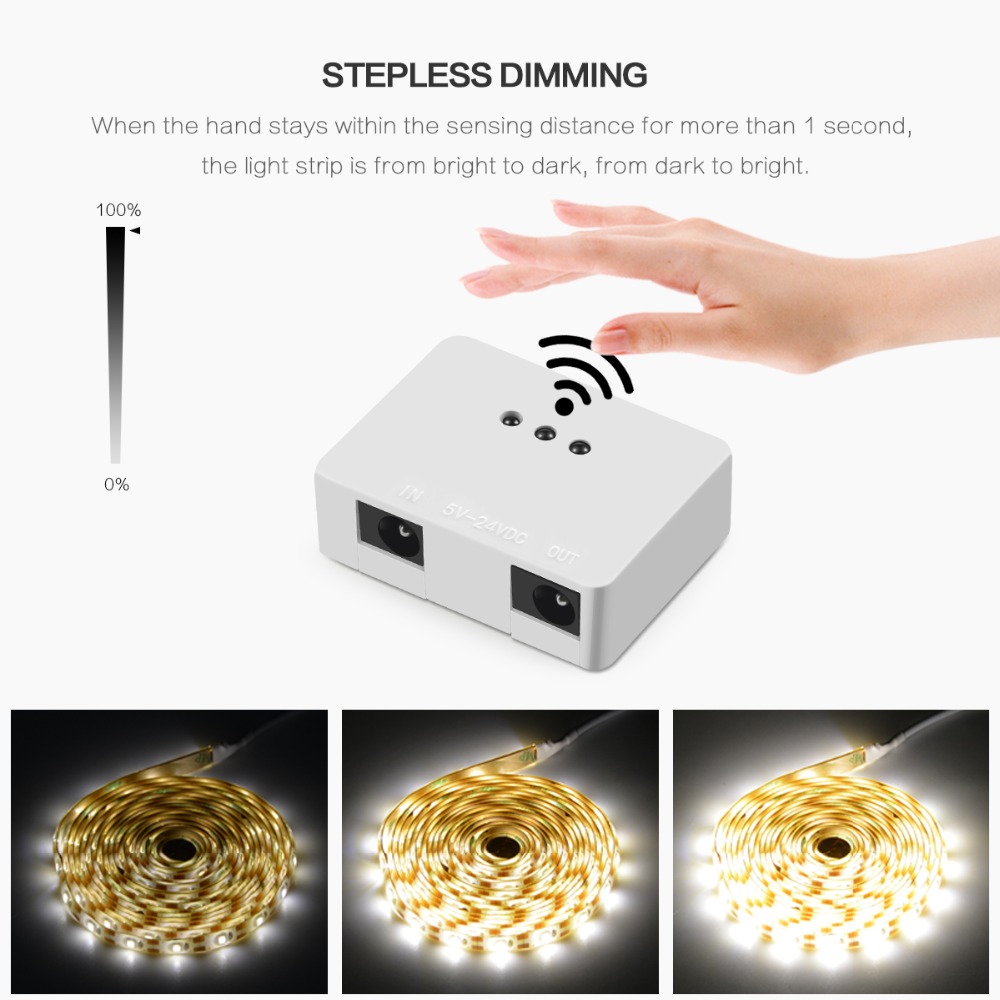 Dimmable Hand Sweep Motion Sensor Light 12V LED Night Light Indoor Night Lamp For Wardrobe Closet Bedside Bathroom Lighting