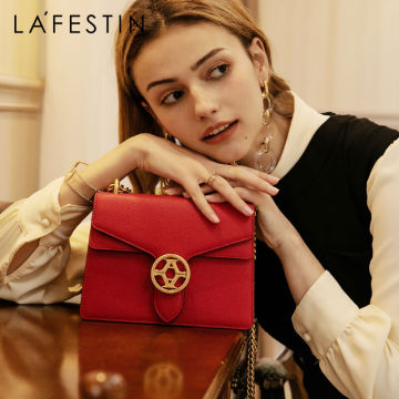 LA FESTIN 2020 New Women Bags Fashion Leather Shoulder Messenger Bag Chain Small Square Bag