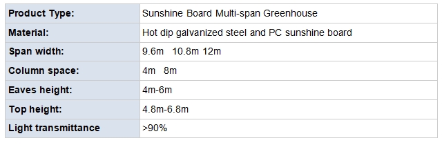 Sunshine Board Multi-span Greenhouse