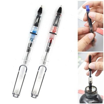 2pc/lot 0.38/0.5mm Transparent Gel Pen Multifunction Fountain Pen-type Can Absorb Ink and Ink Sac Pens for Office School Writing