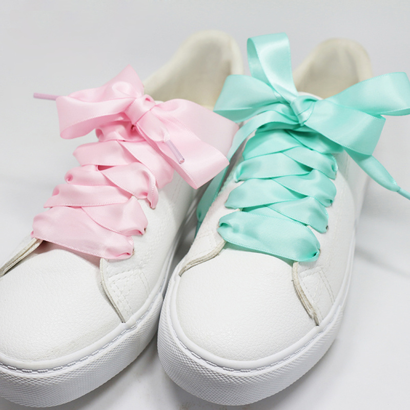 1Pair Silk Satin Shoelaces Ribbon Shoe Laces Boots Women Sneakers ShoeLace