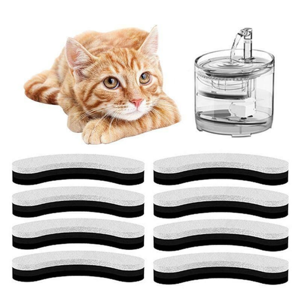 8PCS Cat Water Fountain Filters Pet Fountain Replacement Filters Suitable for 1.5L Transparent Water Dispenser Pet Accessories
