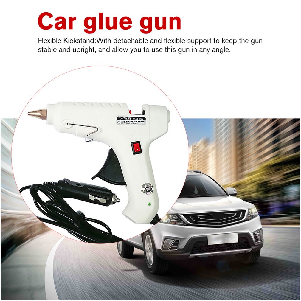 12V/40W Heating Hot Melt Glue Gun Sticks Trigger Mini Gun Thermo Adjustable Electric Heat Temperature Gun Car Repair Tool DIY