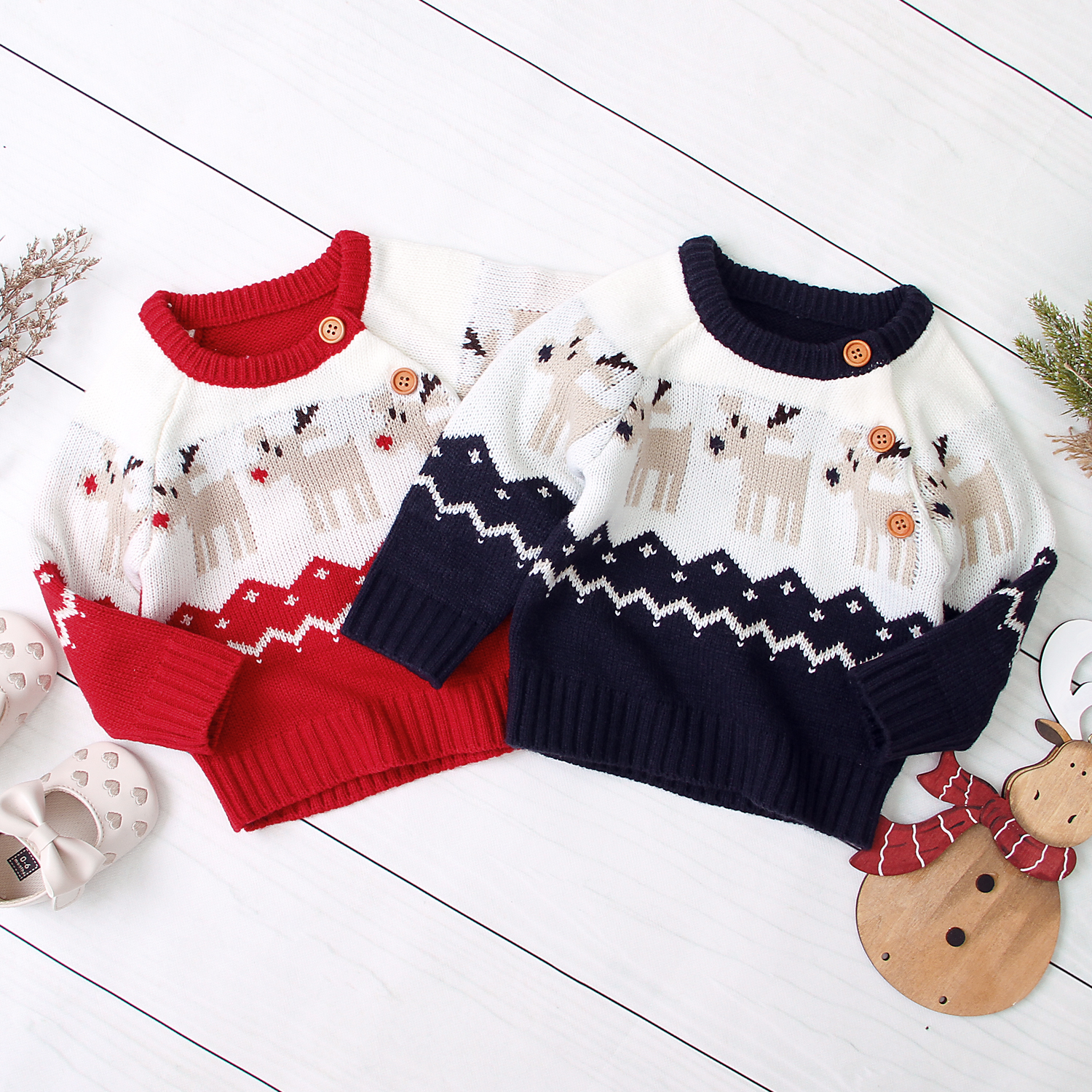 Ma&Baby 0-18M Christmas Newborn Infant Baby Boy Girl Knitted Sweaters Autumn Winter Warm Long Sleeve Deer Top Xmas Baby Clothing