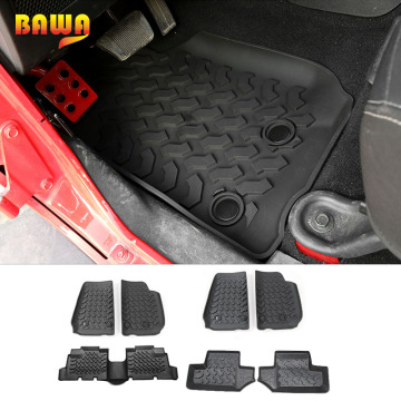 BAWA 2 Doors 4 Doors Black Waterproof Rubber Car Floor Mat Anti-slip Carpet for Jeep Wrangler JK 2014-2017 Interior Accessories