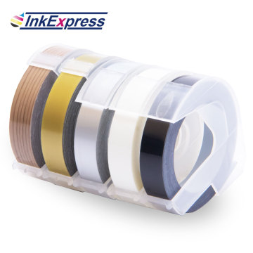 5 Colors 3D Embossing Tapes Printer Ribbon 9mm White on Black Clear Gold Sliver Wood Label Tape for Dymo Embossing Label Maker