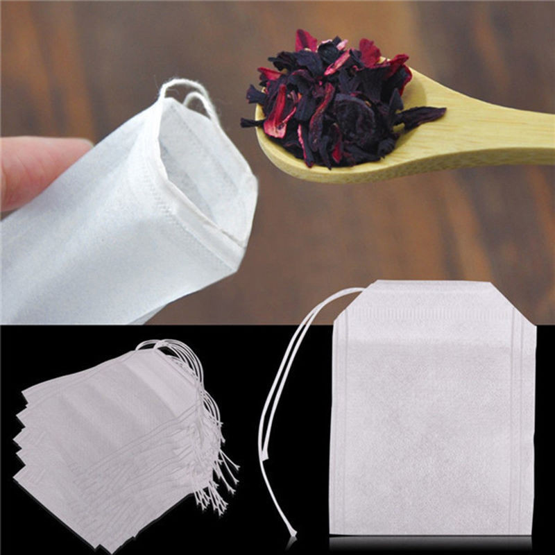 100pcs/pack Teabags Non-woven Fabrics Empty Filter Brew Tea Ball Bags Paper Strainer Scented Small Floral Tea Pack